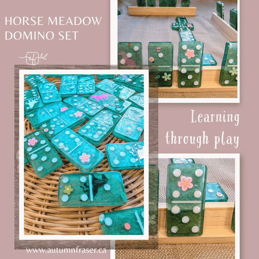 Horses In Spring Double Six Domino Set