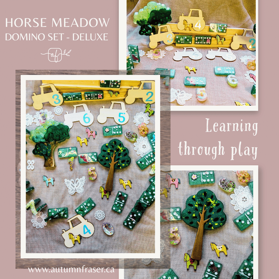 Horses In Spring Double Six Domino Set