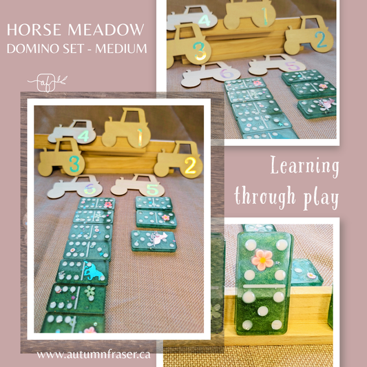 Horses In Spring Double Six Domino Set