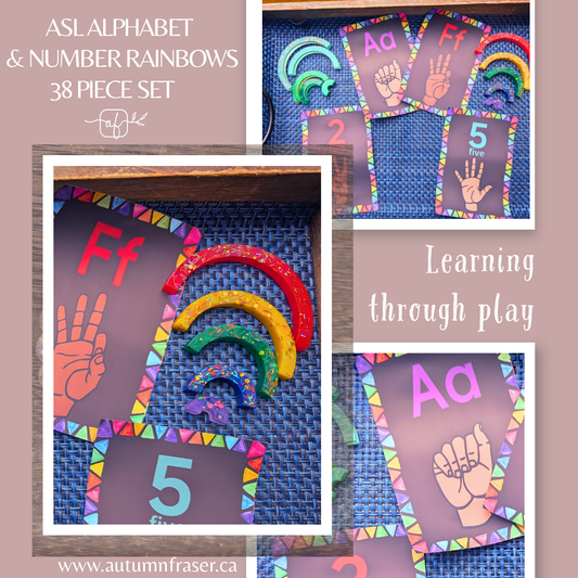 🤲 ASL Alphabet &amp; Numbers Wall Kit – Rainbow Edition